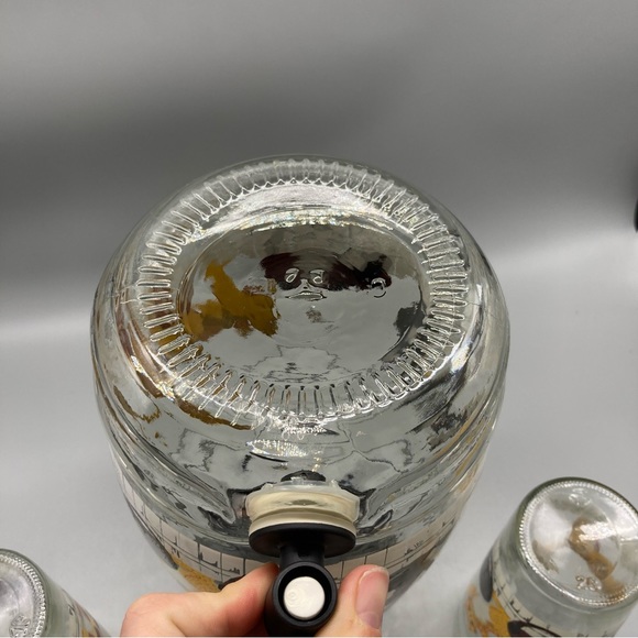 5 Pc Anchor Hocking Cats Butterflies Glasses Jug Dispenser Set Vintage EVC - Picture 4 of 7